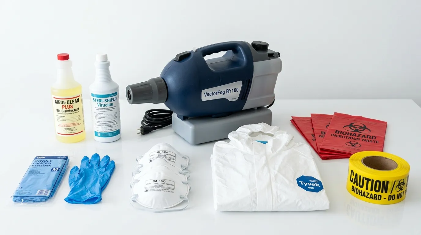 Professional biohazard remediation crew working in Morton