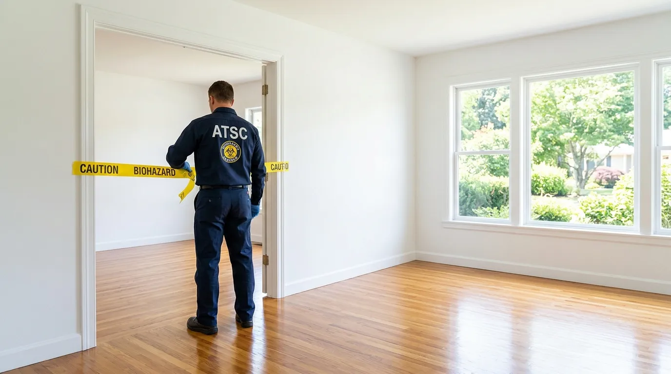 Certified biohazard cleanup crew performing Trauma Scene Cleanup in Morton